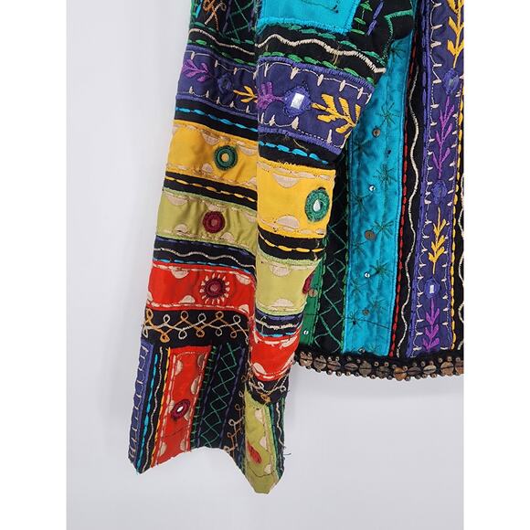 Chico’s Colorful Embroidered Boho Mirror Jacket Multicolor Size Large - Picture 7 of 14